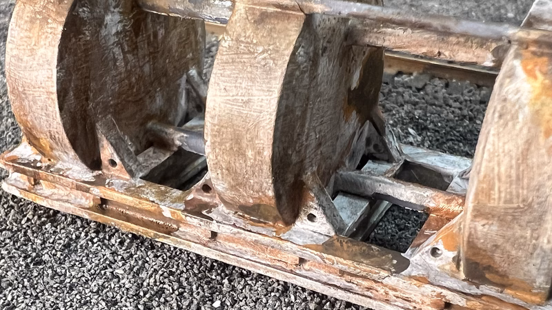 Photo of an HO Scale 3D printed model of a large electrical transformer for a model railroad