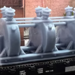 Photo of an HO Scale 3D printed model of a large electrical transformer for a model railroad