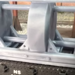 Photo of an HO Scale 3D printed model of a large electrical transformer for a model railroad