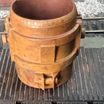 Photo of an HO Scale 3D printed model of a steel mill ladle on a pallet for a model railroad