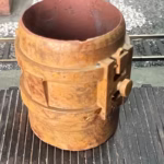 Photo of an HO Scale 3D printed model of a steel mill ladle on a pallet for a model railroad