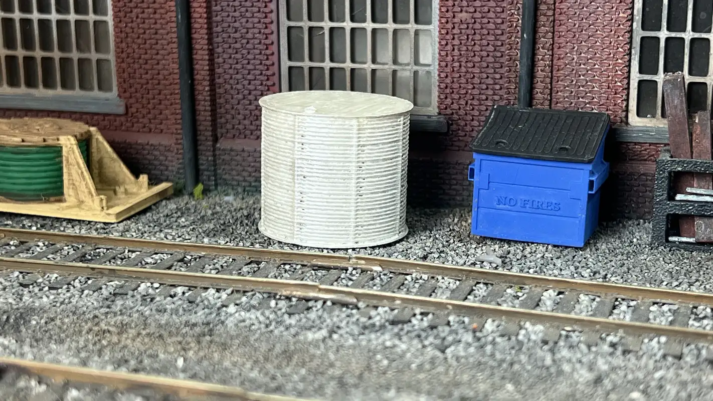HO Scale Corrugated Aluminum Water Container 3D printed detail item for realistic model railroads