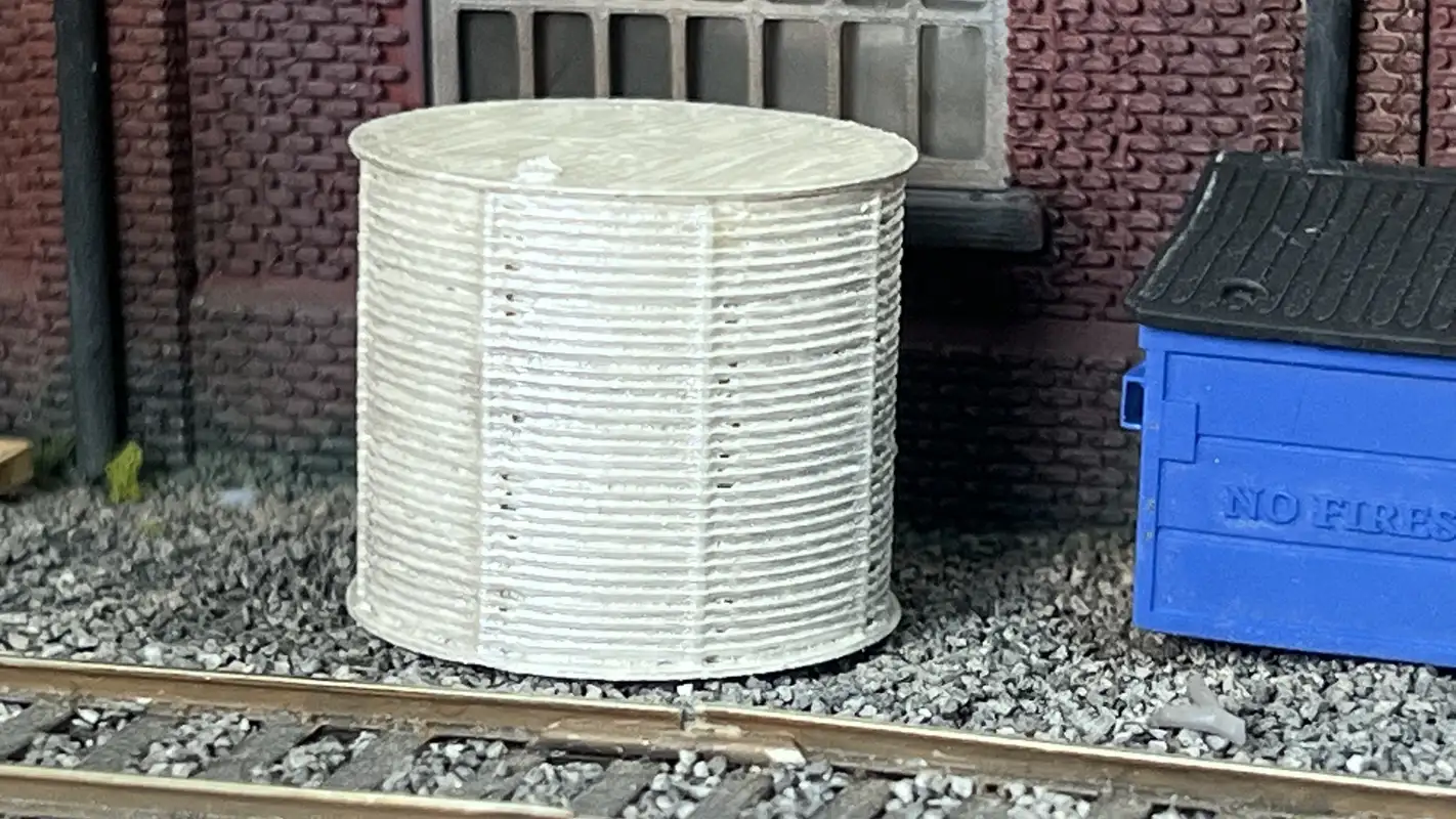 HO Scale Corrugated Aluminum Water Container 3D printed detail item for realistic model railroads