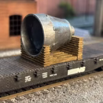 Flatcar carrying furnace hood load, HO scale - 3D Printed