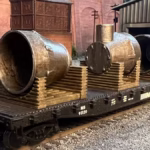 steel mill furnace hood on flatcar side view angle on cradle HO scale - 3D Printed