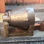 HO scale steel mill furnace hood on cradle close up - 3D printed