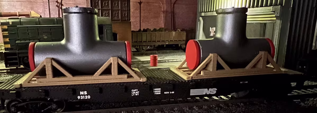 HO Scale 3D Printed Pipe and Cradle Load for realistic model railroad - Scale Rail 3D