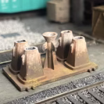HO Scale Steel Mill Bottom Pour Ingot Mold In Yard Close Up