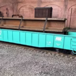 HO Scale steel mill H beam flat car load in gondola with real rust