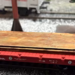 HO Scale Steel Mill Slab Flat Car Load Extreme Close Up