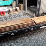 HO Scale Steel Mill Slab Flat Car Load Left View
