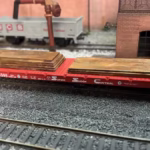 HO Scale Steel Mill Slab Flat Car Load Side View