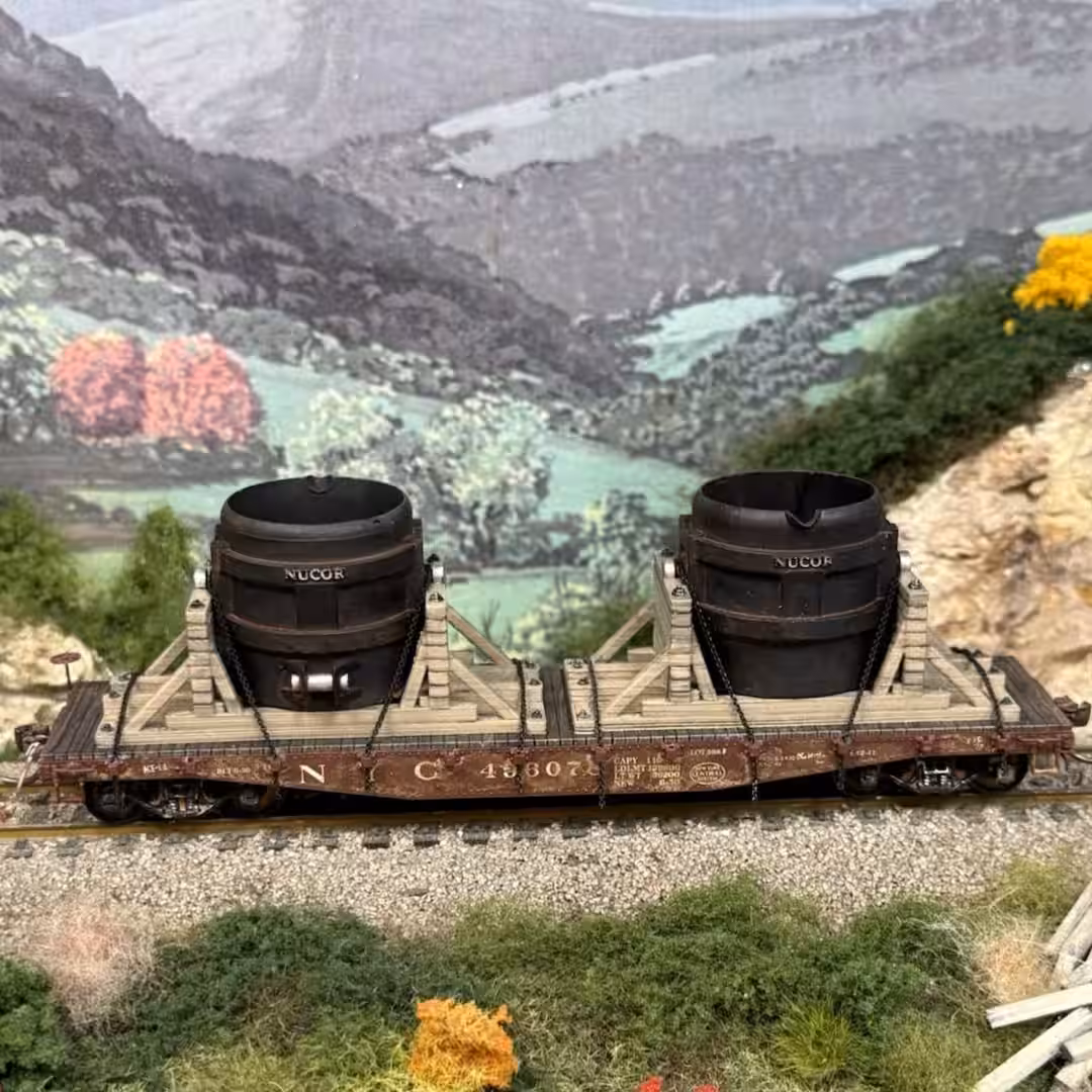 HO Scale steel mill ladles on cradle customer layout