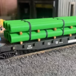 HO scale large pipe car load green corner car load - ScaleRail3D