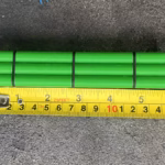 HO scale large pipe car load green with ruler - ScaleRail3D